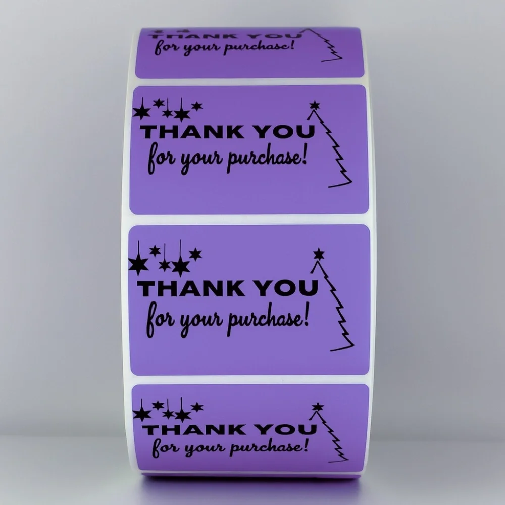 Thank You For Your Purchase Stickers Christmas Tree & Stars - Holiday Packaging